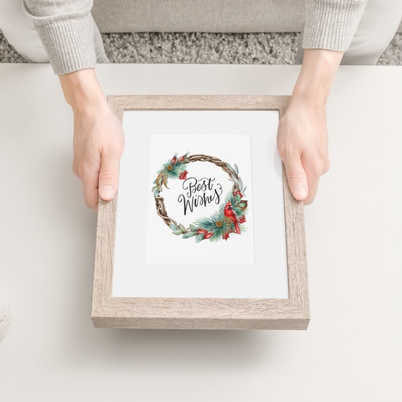 Wall Art Watercolor Christmas Wreath Illustration Print Poster Card Unframed - Picture 5 of 6